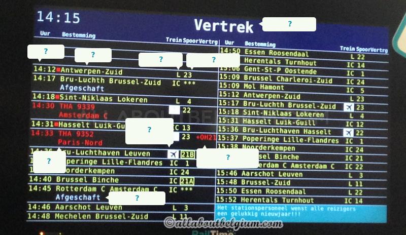 ベルギーの電車時刻表