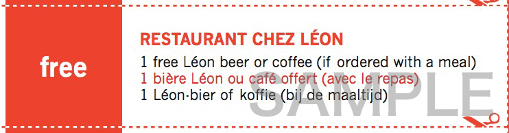 有名レストランシェ・レオンでビールのプレゼント