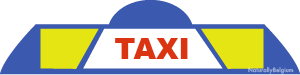 認可タクシーは、青と黄色のサインが目印